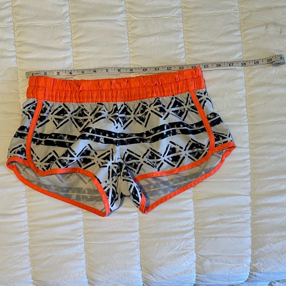 Hurley Women's Athletic Shorts with Neon Pink Trim and Black Pattern